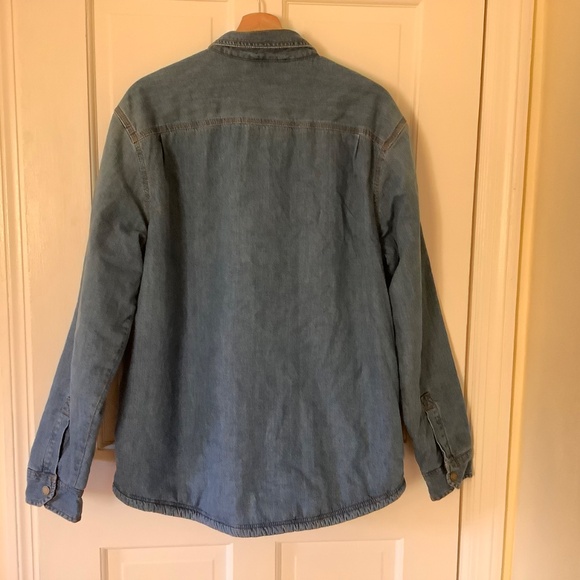 Men’s L.L. Bean Denim Sherpa lined Shirt Jac Medium - Picture 2 of 5